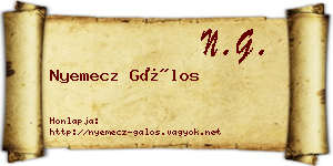 Nyemecz Gálos névjegykártya